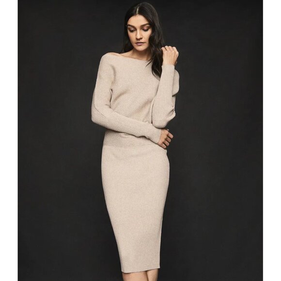Reiss Lara Off-The-Shoulder Ribbed Midi Dress - Picture 14 of 16